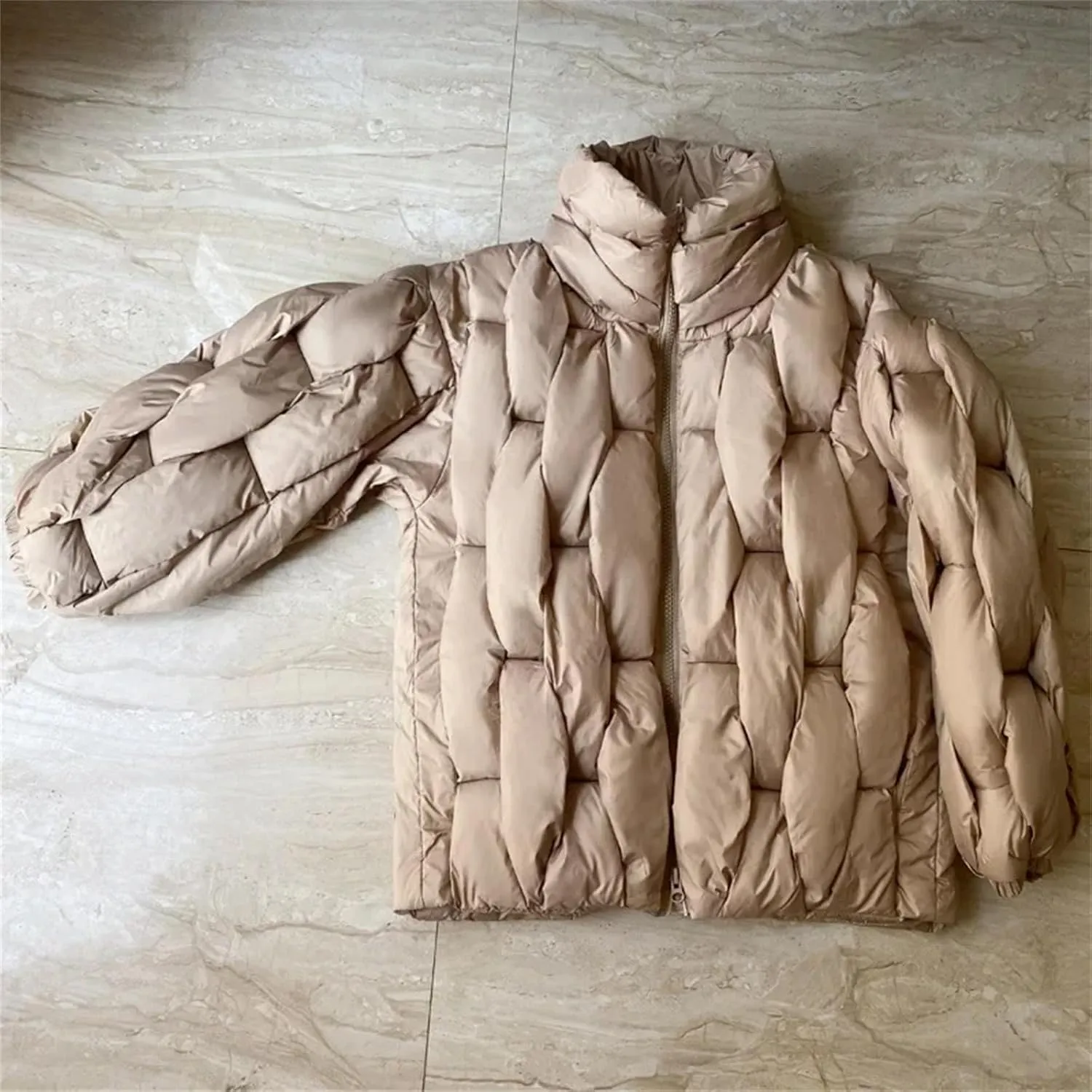 Women Down Jacket Oversized Couple Coats Plaid Puffer Parkas