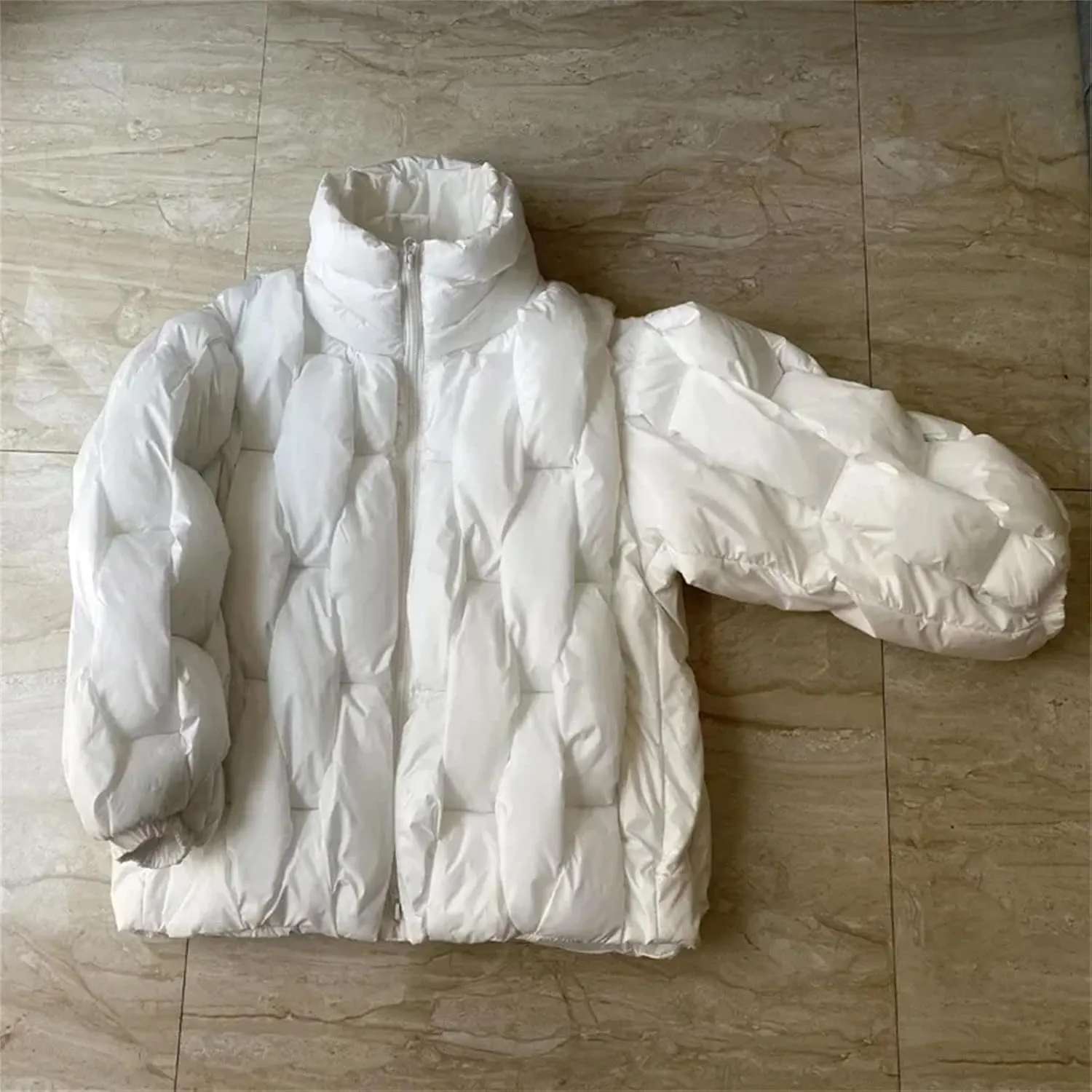 Women Down Jacket Oversized Couple Coats Plaid Puffer Parkas