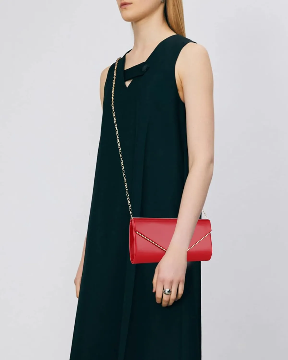 Women Glossy Patent Leather Evening Purse Flap Envelope Clutch Handbag Chain Wedding Crossbody Shoulder
