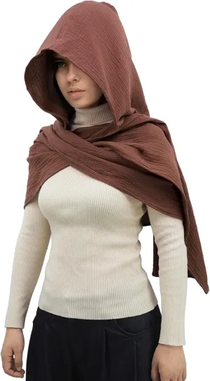 Women Men Fashion Shawl Scarf Cape | Multifunctional Hooded Cowl | Medieval Linen Cotton Cowl Hood |Vintage Goth Costume