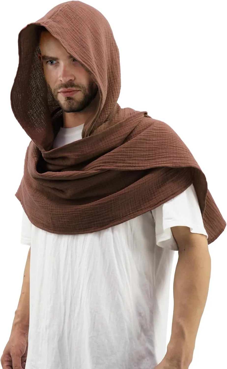 Women Men Fashion Shawl Scarf Cape | Multifunctional Hooded Cowl | Medieval Linen Cotton Cowl Hood |Vintage Goth Costume