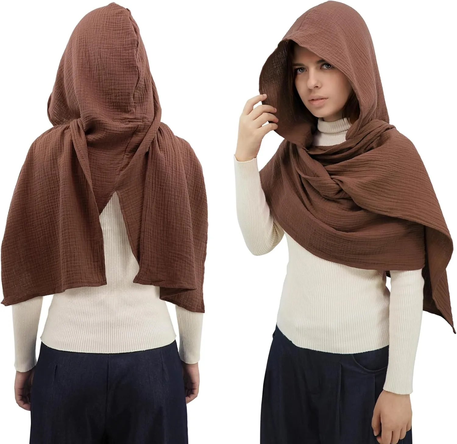 Women Men Fashion Shawl Scarf Cape | Multifunctional Hooded Cowl | Medieval Linen Cotton Cowl Hood |Vintage Goth Costume