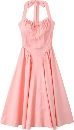 Women Party Dress Summer Sleeveless Backless Slim A-Line Female Midi Long Dress Robes
