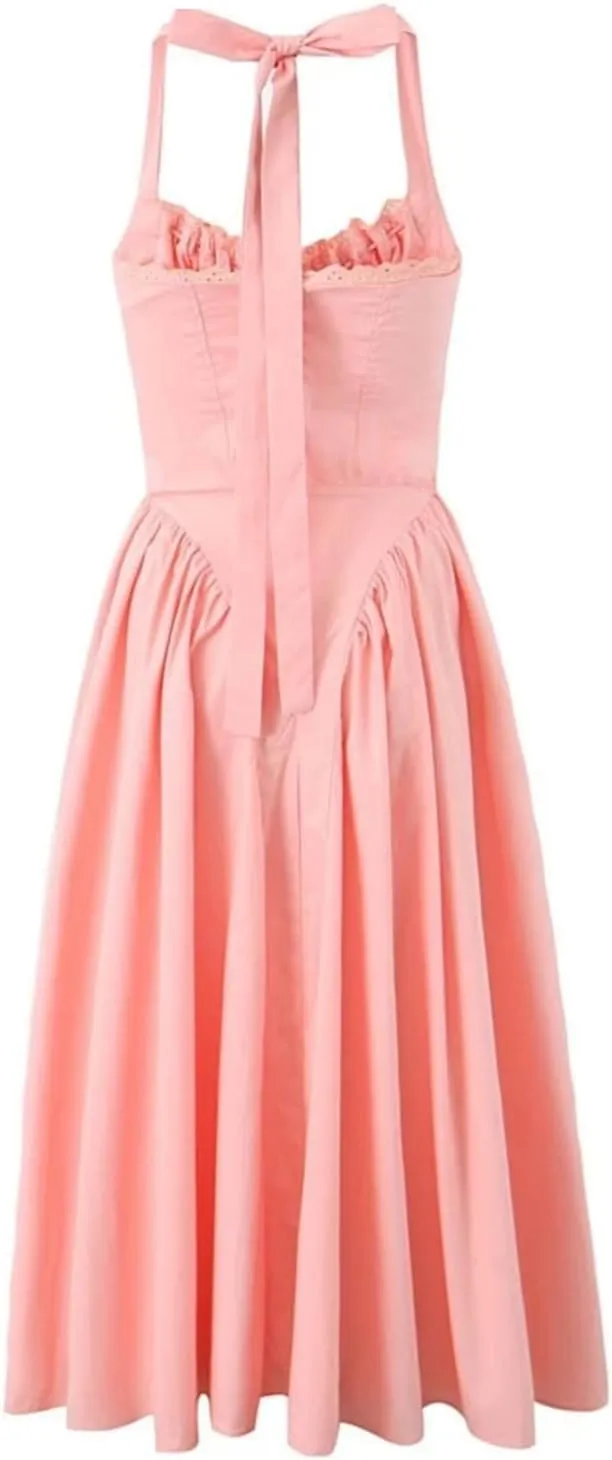 Women Party Dress Summer Sleeveless Backless Slim A-Line Female Midi Long Dress Robes