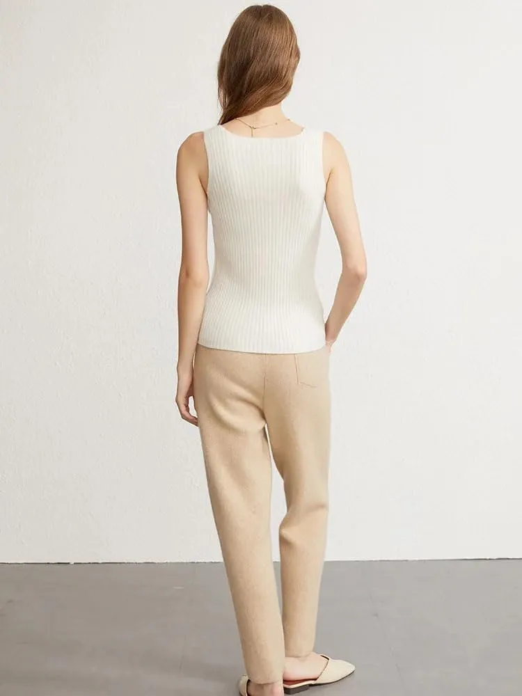 Women Ribbed Tanks Cashmere Elastic Tank Top Cami Square Neck Knit Camis Camisole