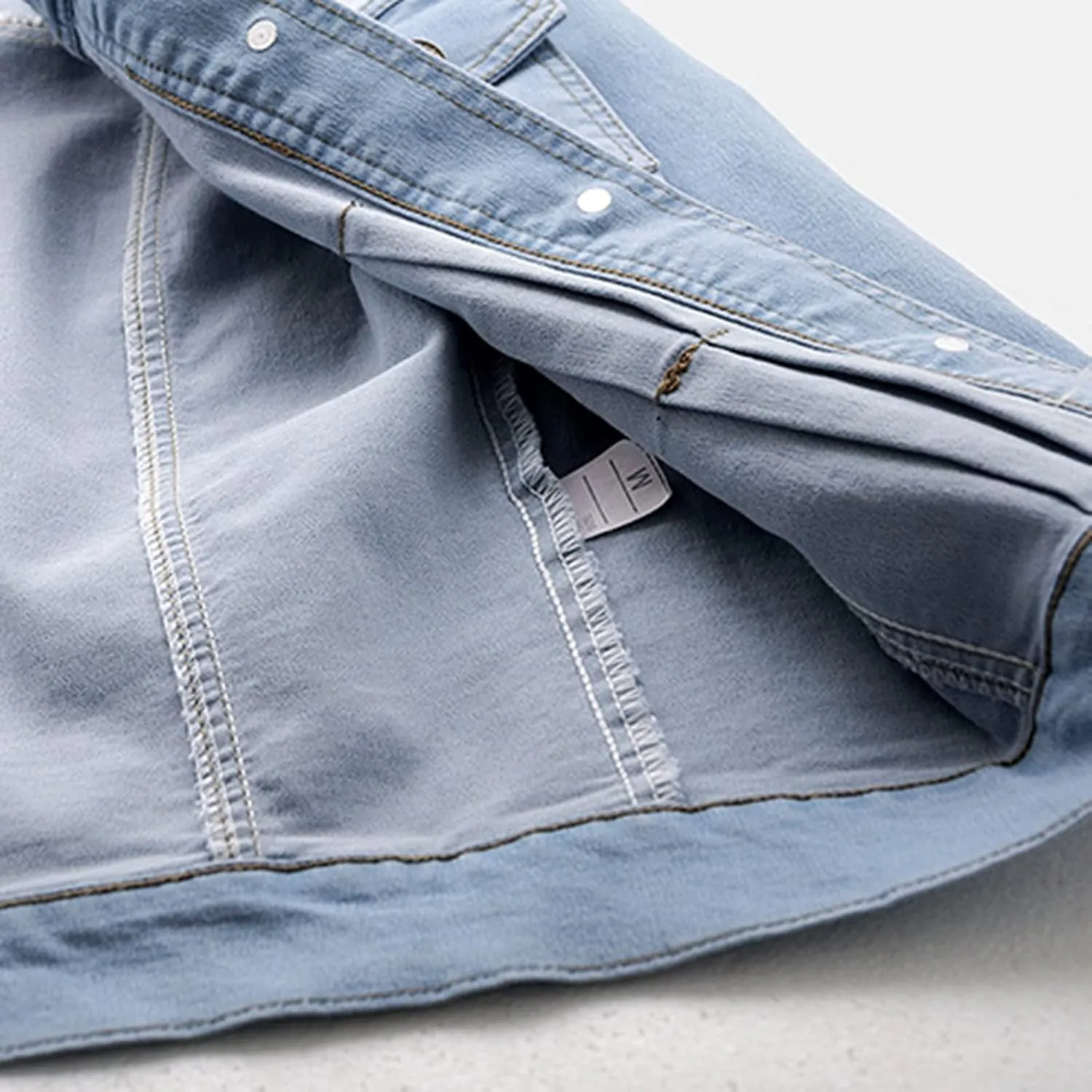 Women Short Denim Jacket Long Sleeve Round Neck Button Down Cropped Jean Jackets