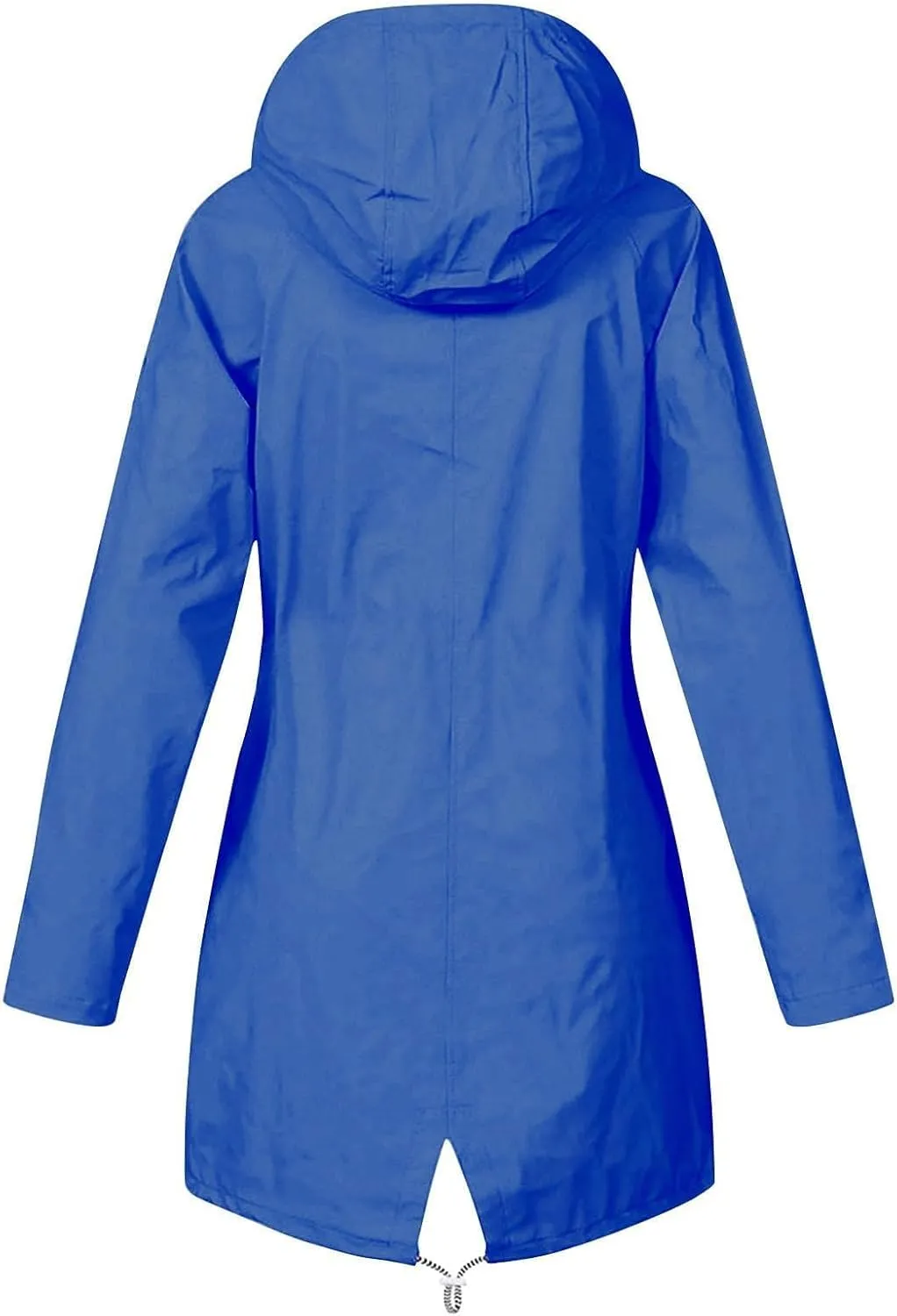Women Waterproof Jacket Lightweight Long Hooded Raincoat Lined Windbreaker Jacket Zip Up Coat