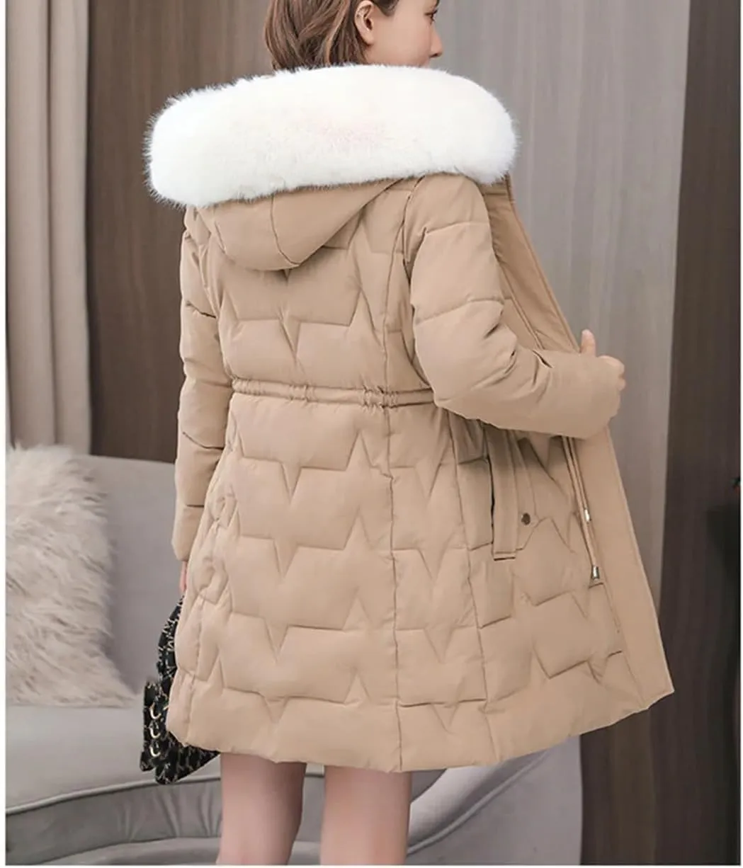 Women Winter Parka Hooded Jackets Thicken Warm Cotton-Padded Puffer Coat Casual Long Parkas Loose Outerwear