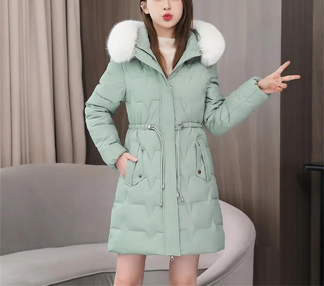 Women Winter Parka Hooded Jackets Thicken Warm Cotton-Padded Puffer Coat Casual Long Parkas Loose Outerwear