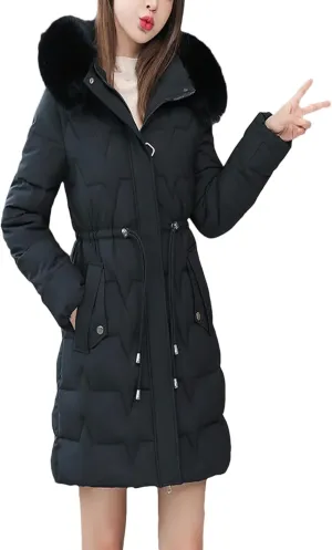 Women Winter Parka Hooded Jackets Thicken Warm Cotton-Padded Puffer Coat Casual Long Parkas Loose Outerwear