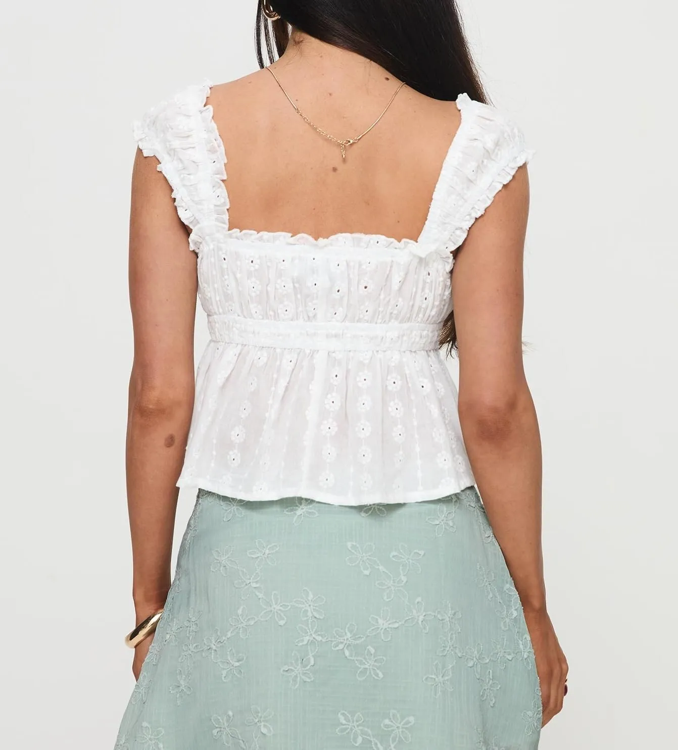 Women Y2k Flutter Sleeve Crop Top Floral Ruffle Hem Babydoll Tank Top Sleeveless Flying Strap Peplum Shirt