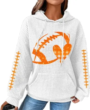 Womens Apparel Football Lover Shirt Orange Plaid Shirt Women Waffle Sweatshirt