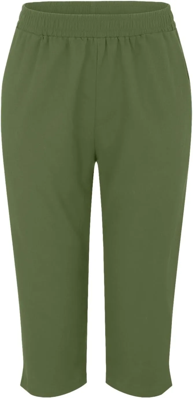 Women's Capri Pants High Waisted Linen Sweatpants Drawstring Petite Summer Beachwear Lightweight Elastic Waist Pants