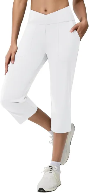 Women's Capri Pants Petite Capris with Pockets High Waisted Straight Cropped Pants Casual Yoga Cotton Summer