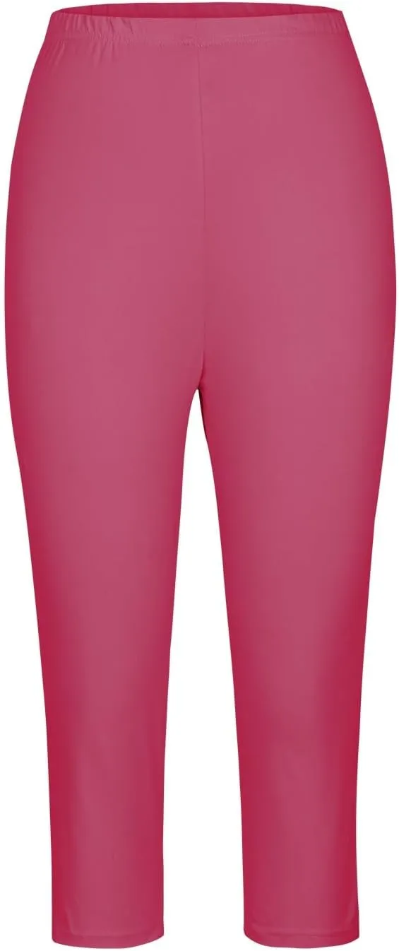 Womens Capris Leggings Summer Casual Stretch Knee Length Workout Yoga Pants Solid Soft Cozy Cropped Pants