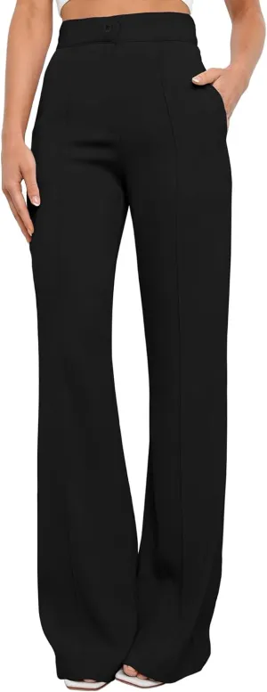 Women's Causal High Waisted Wide Leg Pants, Bootcut Dress Pants for Women, Work Pants with Pockets for Women Office