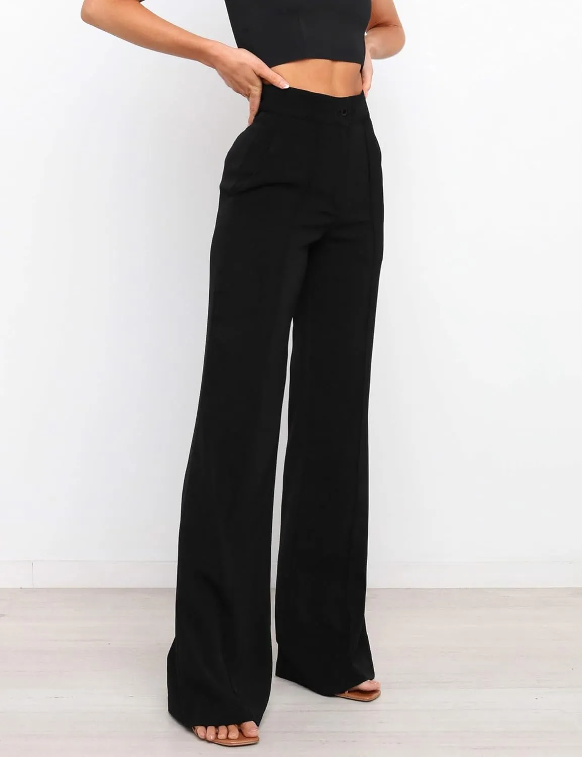 Women's Causal High Waisted Wide Leg Pants, Bootcut Dress Pants for Women, Work Pants with Pockets for Women Office