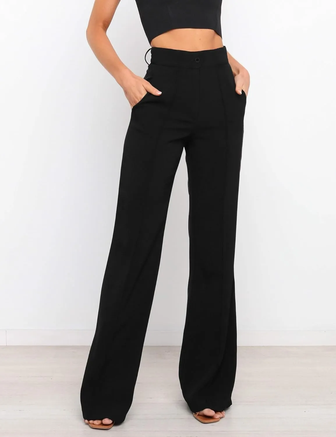 Women's Causal High Waisted Wide Leg Pants, Bootcut Dress Pants for Women, Work Pants with Pockets for Women Office
