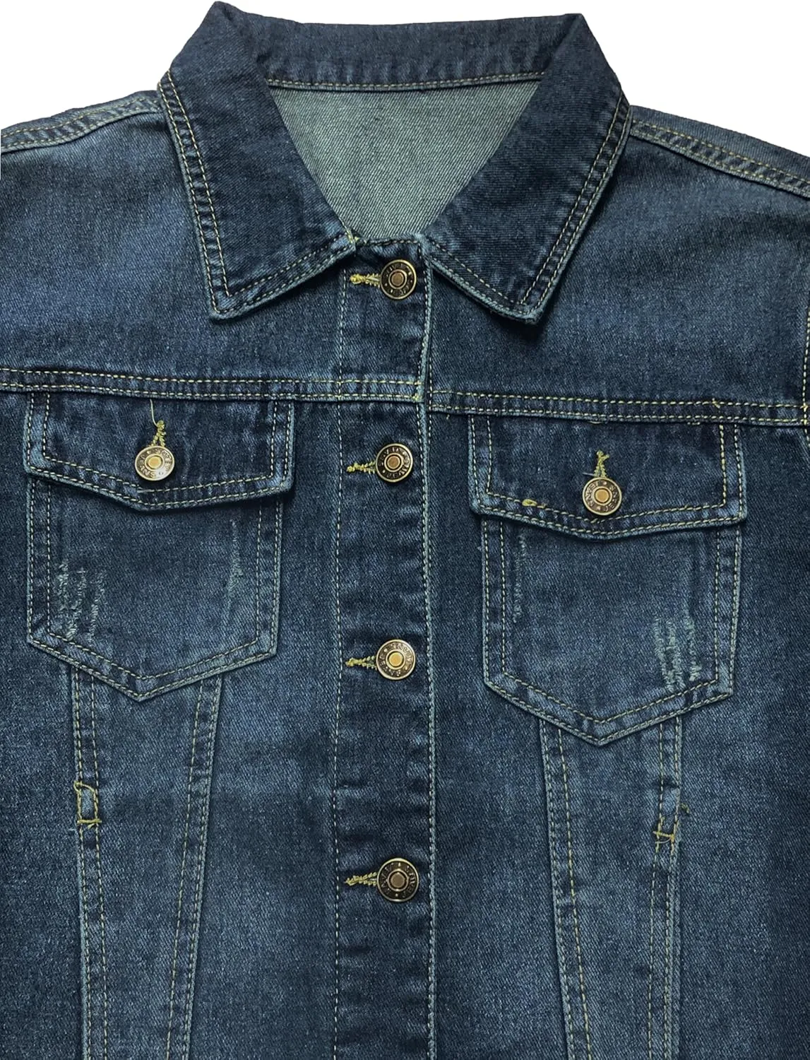 Womens Cropped Jean Jacket Basic Button Down Demim Jacket With Pockets