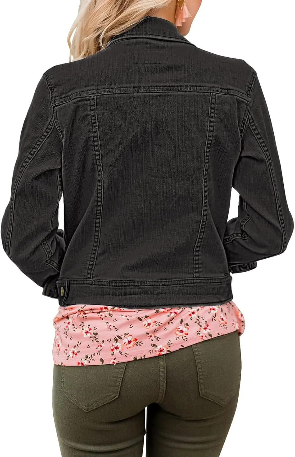 Womens Cropped Jean Jacket Basic Button Down Demim Jacket With Pockets