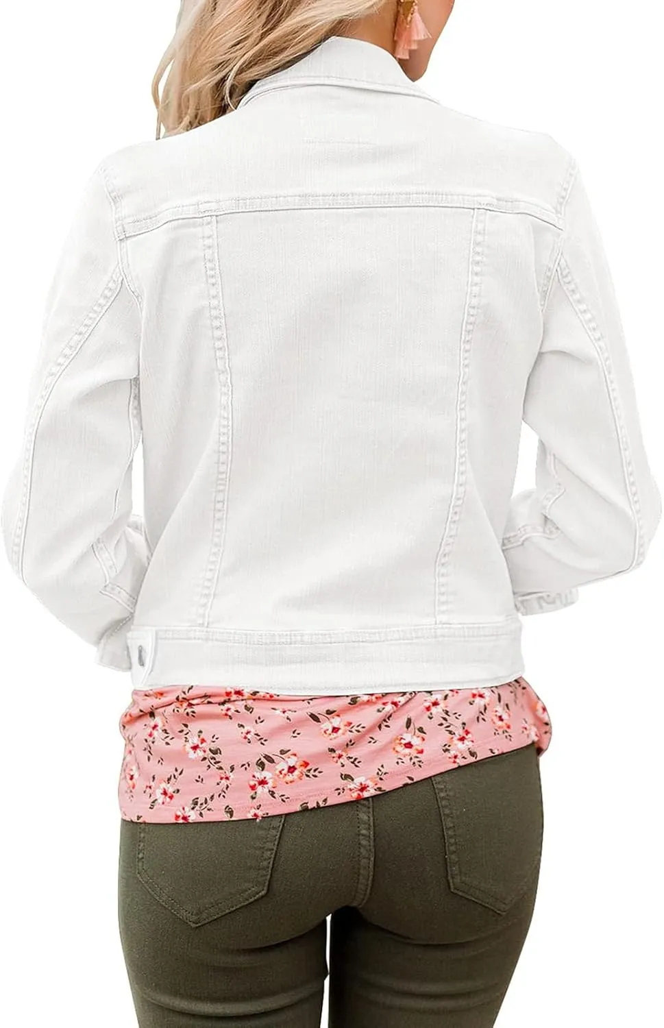 Womens Cropped Jean Jacket Basic Button Down Demim Jacket With Pockets
