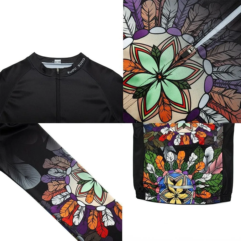 Women's Cycling Clothing Set Long Sleeve Road Bike Shirt Cycling Jersey Bicycle Pants with Gel Padded