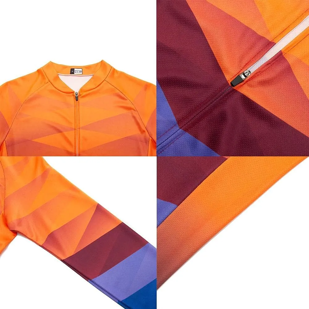 Women's Cycling Jersey Set Bike Shirt Long Sleeve Cycling Clothing Bicycle Bib Pants with Gel Padded