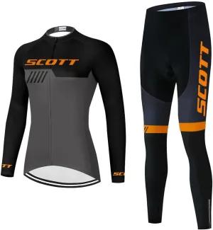 Women's Cycling Jersey Set Long Sleeve Bike Shirt Bicycle Clothing Cycling Pants with Gel Padded