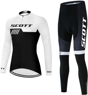 Women's Cycling Jersey Set Long Sleeve Bike Shirt Bicycle Clothing Cycling Pants with Gel Padded