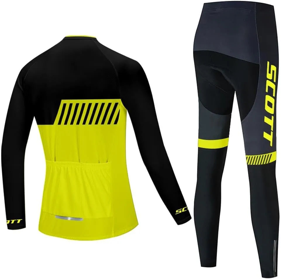 Women's Cycling Jersey Set Long Sleeve Bike Shirt Bicycle Clothing Cycling Pants with Gel Padded