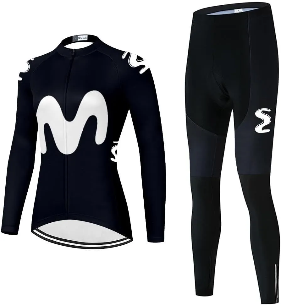 Women's Cycling Jersey Set Long Sleeve Bike Shirt Bicycle Clothing Cycling Pants with Gel Padded