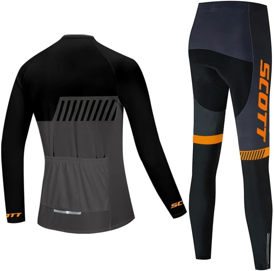 Women's Cycling Jersey Set Long Sleeve Bike Shirt Bicycle Clothing Cycling Pants with Gel Padded