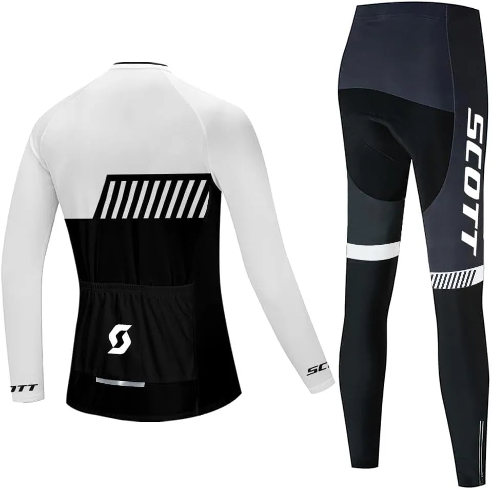 Women's Cycling Jersey Set Long Sleeve Bike Shirt Bicycle Clothing Cycling Pants with Gel Padded
