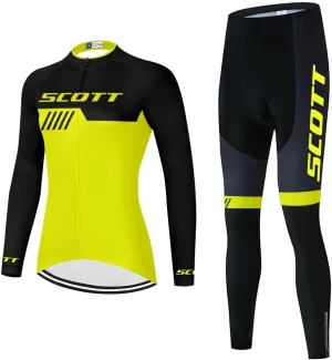 Women's Cycling Jersey Set Long Sleeve Bike Shirt Bicycle Clothing Cycling Pants with Gel Padded