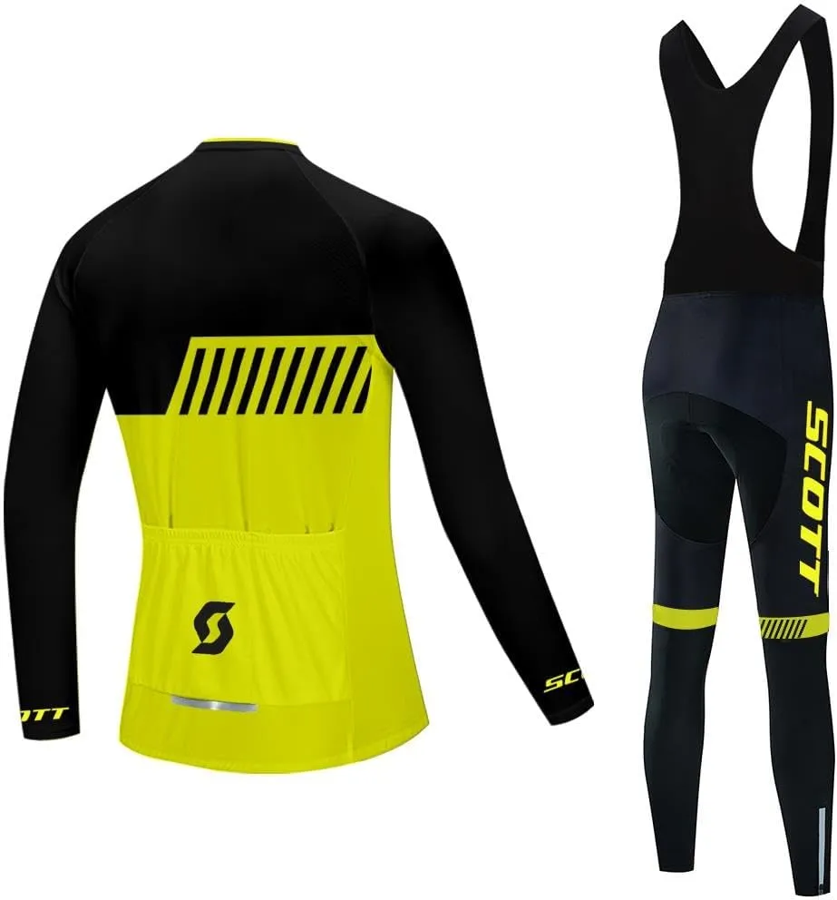 Women's Cycling Jersey Set Long Sleeve Bike Shirts Bicycle Clothing Cycling Bib Pants with Gel Padded