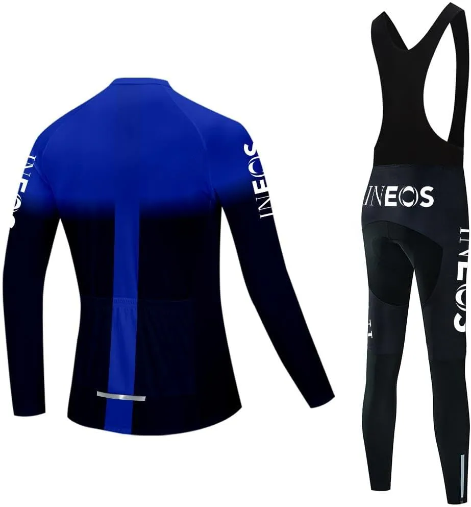 Women's Cycling Jersey Set Long Sleeve Bike Shirts Bicycle Clothing Cycling Bib Pants with Gel Padded