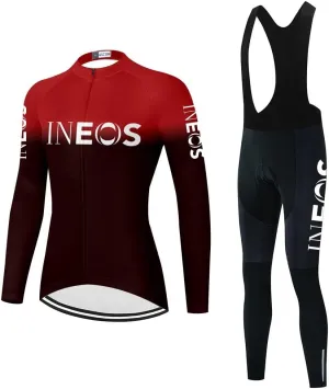 Women's Cycling Jersey Set Long Sleeve Bike Shirts Bicycle Clothing Cycling Bib Pants with Gel Padded