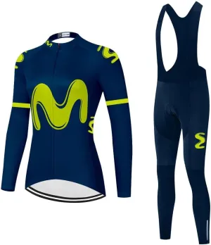Women's Cycling Jersey Set Long Sleeve Bike Shirts Bicycle Clothing Cycling Bib Pants with Gel Padded