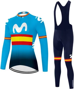 Women's Cycling Jersey Set Long Sleeve Bike Shirts Bicycle Clothing Cycling Bib Pants with Gel Padded