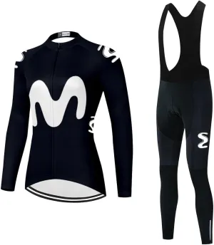Women's Cycling Jersey Set Long Sleeve Bike Shirts Bicycle Clothing Cycling Bib Pants with Gel Padded