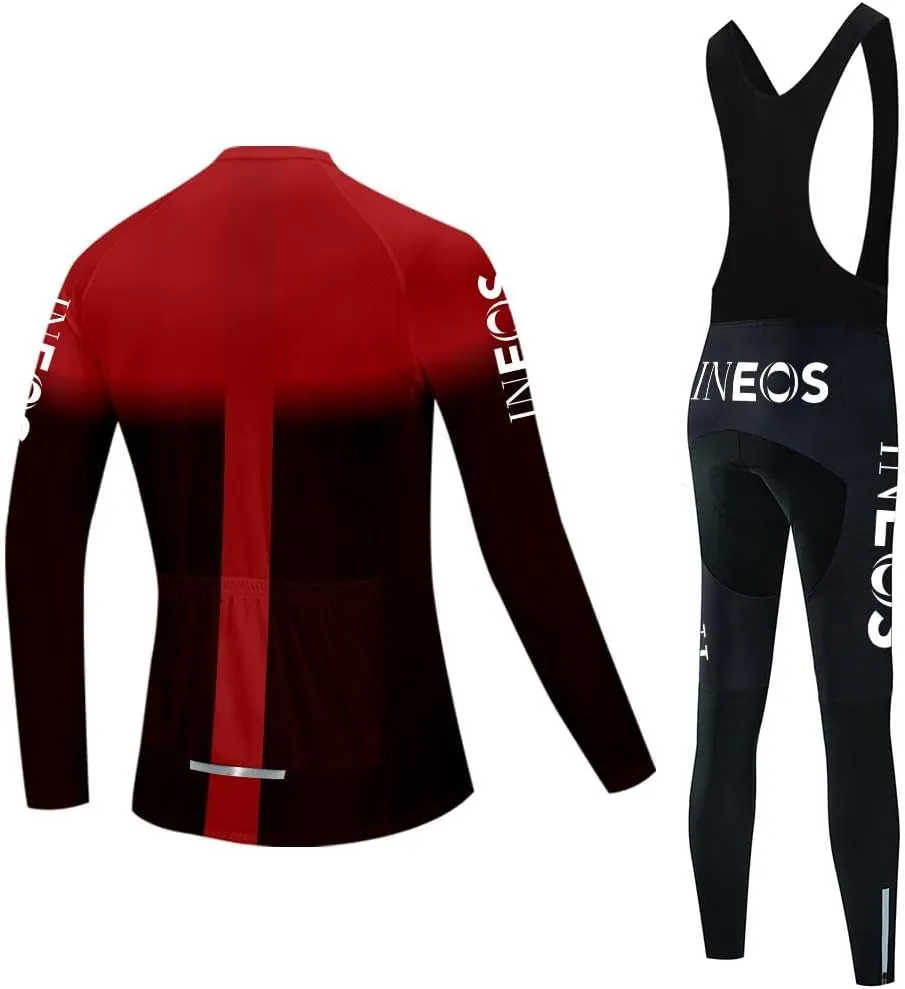 Women's Cycling Jersey Set Long Sleeve Bike Shirts Bicycle Clothing Cycling Bib Pants with Gel Padded
