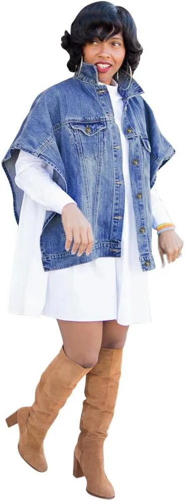 Women's Denim Jackets Cropped Sleeveless Button Down Lapel Washed Denim Jackets for Women Trendy