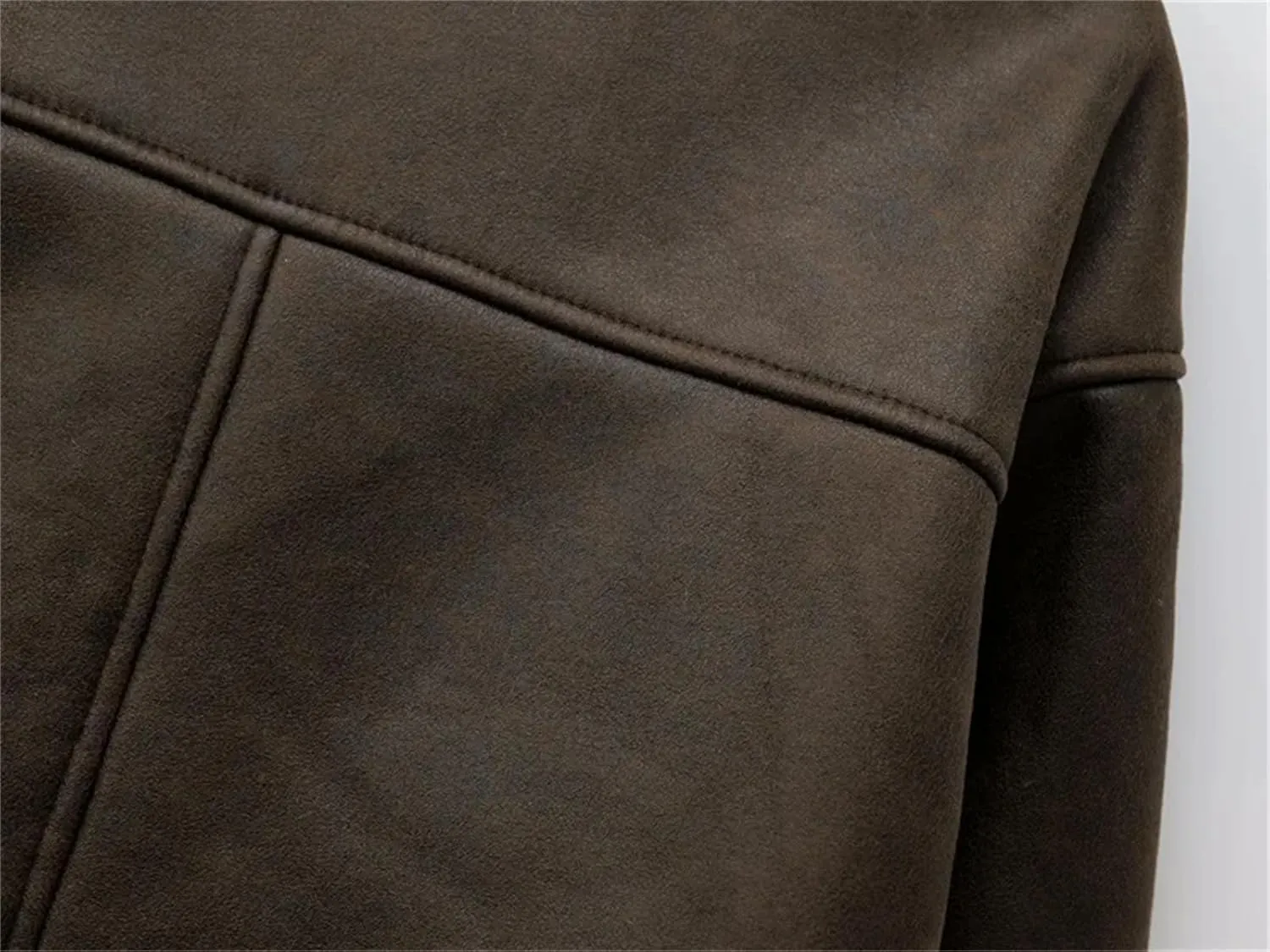 Women's Double-Sided Lapel Long-Sleeved Jacket with Fur Fleece Lined Leather Jacket for Women