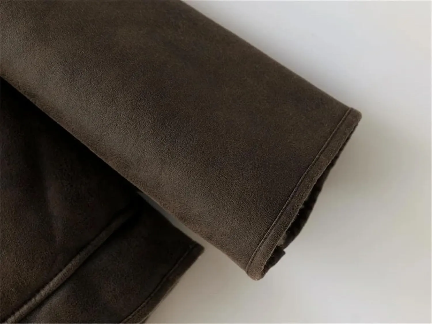 Women's Double-Sided Lapel Long-Sleeved Jacket with Fur Fleece Lined Leather Jacket for Women