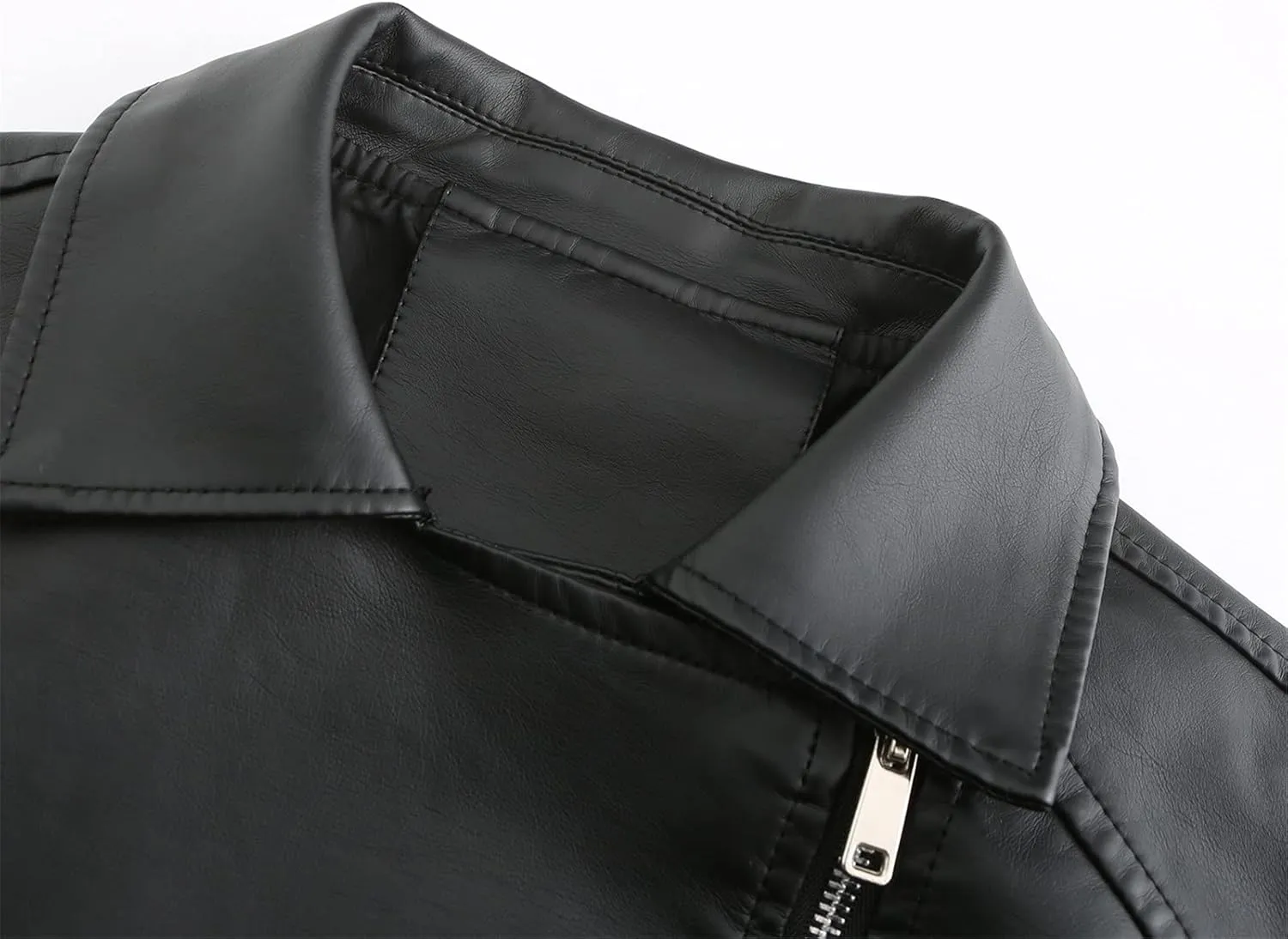 Womens Faux Leather Jacket Collar Zipper Stitching Solid Color Jacket Womens Coats De para Mujer Brown Jacket