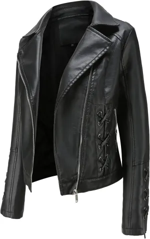 Womens Faux Leather Jacket Collar Zipper Stitching Solid Color Jacket Womens Coats De para Mujer Brown Jacket