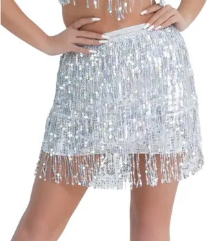 Women's Fringe Skirt Sequin Sparkly Comfort Skirt High Waisted Party Y2K Layered Nightwear Outfits 2025 New