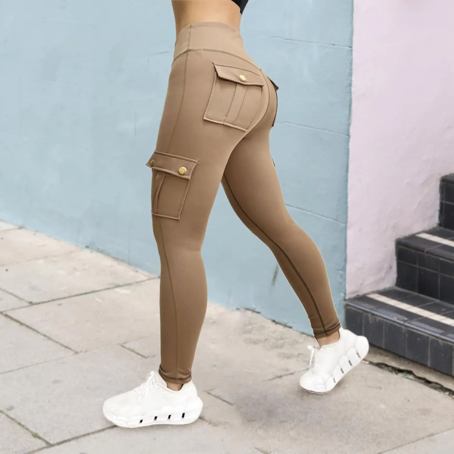 Women's High Waist Cargo Yoga Pants with Pockets Stretch Tapered Joggers Pants Workout Butt Lift Leggings Sweatpants