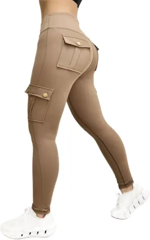 Women's High Waist Cargo Yoga Pants with Pockets Stretch Tapered Joggers Pants Workout Butt Lift Leggings Sweatpants
