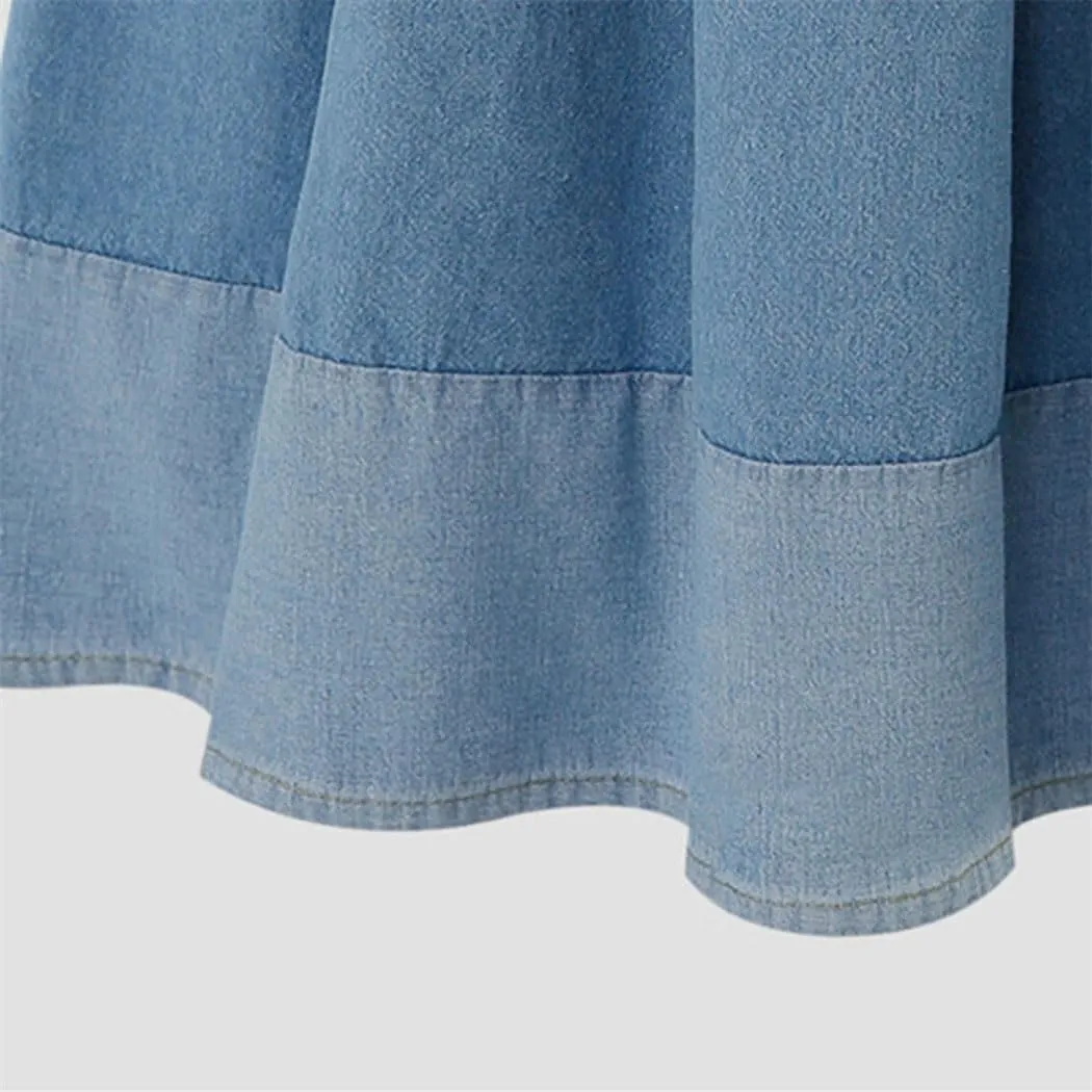 Womens High Waist Denim Skirt Long Skirts Casual Elastic Waisted A Line Bodycon Jeans Skirt